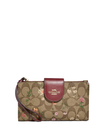 Coach Tech Wallet In Signature Canvas With Wildflower Print