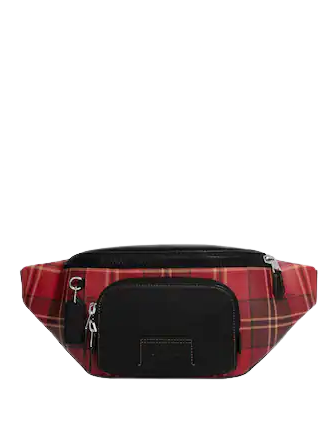 Coach Track Belt Bag With Tartan Plaid Print