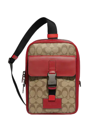 Coach Track Pack In Colorblock Signature Canvas