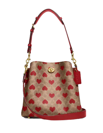 Coach Willow Bucket Bag In Signature Canvas With Heart Print