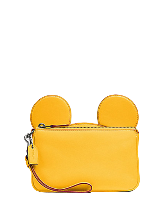 Coach Wristlet in Glove Calf Leather With Mickey Ears