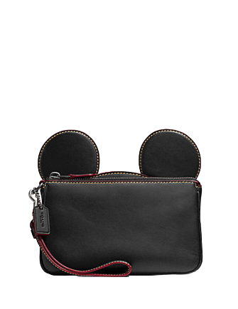 Coach Wristlet in Glove Calf Leather With Mickey Ears