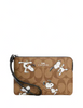 Coach X Peanuts Corner Zip Wristlet In Signature Canvas With Snoopy Print