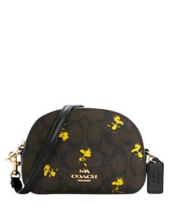 Coach X Peanuts Mini Serena Crossbody In Signature Canvas With Woodstock Print