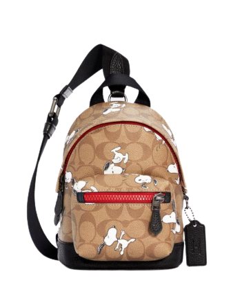 Coach X Peanuts Small West Backpack Crossbody In Signature Coach X Peanuts Small West Backpack Crossbody In Signature