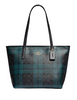 Coach Zip Top Tote in Signature Canvas with Field Plaid Print