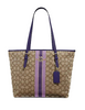 Coach Zip Top Tote in Signature Jacquard With Stripe