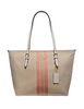 Coach Zip Top Tote in Signature Jacquard With Varsity Stripe
