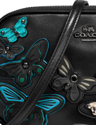 Coach Butterfly Applique Crossbody Clutch in Pebble Leather