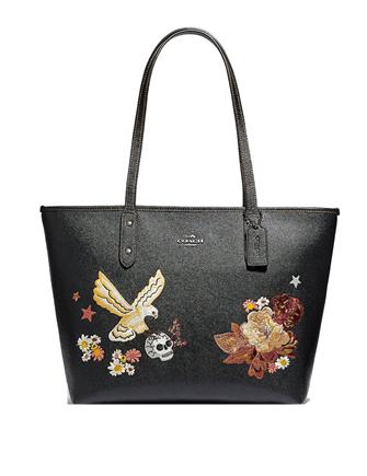 Coach City Zip Tote With Tattoo Embroidery
