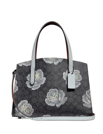 Coach Coated Canvas Signature Rose Print Charlie 28 Carryall