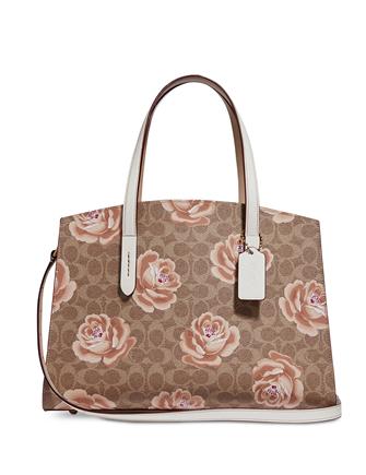 Coach Coated Canvas Signature Rose-Print Charlie Carryall
