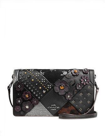 Coach Embellished Canyon Quilt Foldover Crossbody in Glovetanned Leather