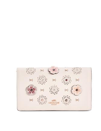 Coach Foldover Small Crossbody Clutch with Cut Out Tea Rose Applique