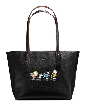 Coach Peanuts City Zip Tote in Refined Natural Pebble Leather with Snoopy