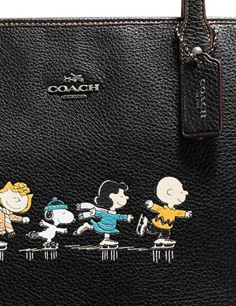Coach Peanuts City Zip Tote in Refined Natural Pebble Leather with Snoopy