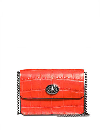 Coach Small Bowery Crossbody in Croc Embossed Leather