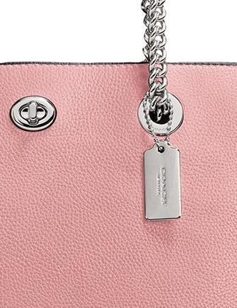Coach Turnlock Chain Tote 27 in Polished Pebble Leather
