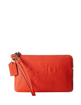 Coach Embossed Horse and Carriage Small L-Zip Wristlet