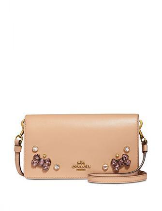 Coach Crystal Applique Slim Phone Crossbody in Refined Leather