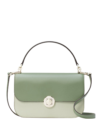 Olive Green Litchi Grain Leather Flap Wide Strap Crossbody Bags For Work