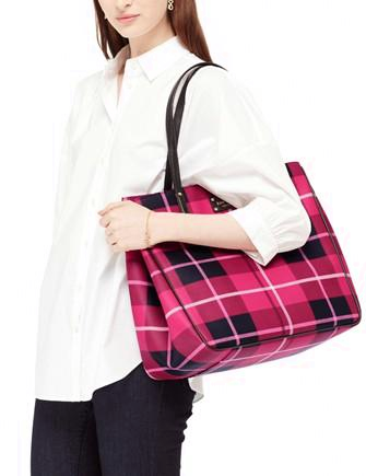 Kate Spade New York Ellison Avenue Sidney Plaid Print Tote