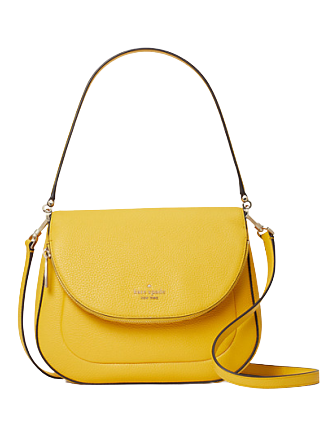 Kate Spade Leila Medium Flap Shoulder Bag Leather Sunflower Field Yellow
