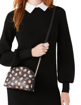 Kate Spade New York Spencer Ditsy Rose Double zip Dome Crossbody
