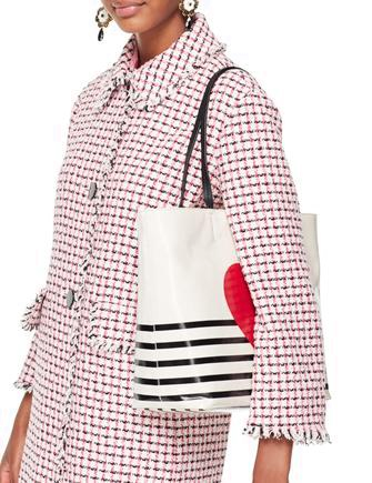 Kate Spade New York Yours Truly Heart Stripe Hallie Tote