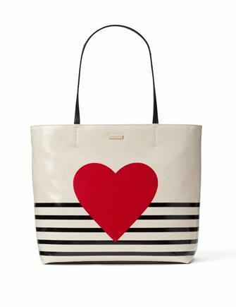 Kate Spade New York Yours Truly Heart Stripe Hallie Tote