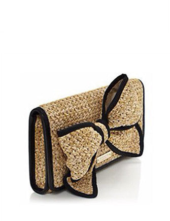 Kate Spade New York Belle Place Woven Straw Bow Viv Clutch