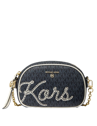 Michael Michael Kors Jet Set Charm Signature Oval Camera Crossbody