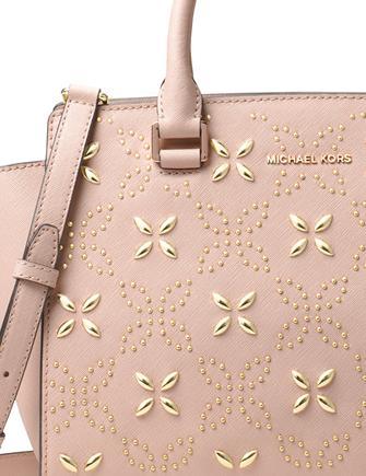Michael Michael Kors Selma Medium Top Zip Studded Floral Satchel
